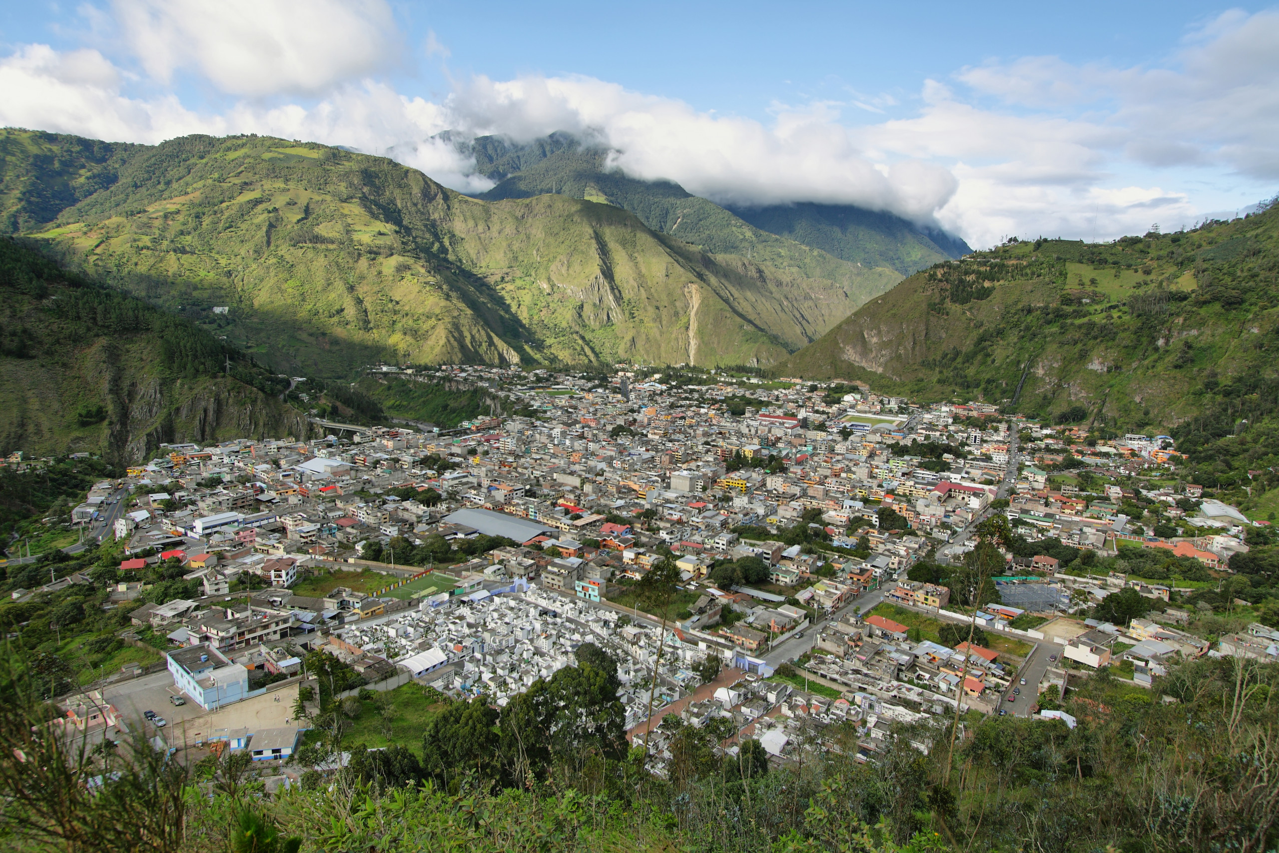 City of Banos, Ecuador. View from the Mirador de la Virgen lookout.